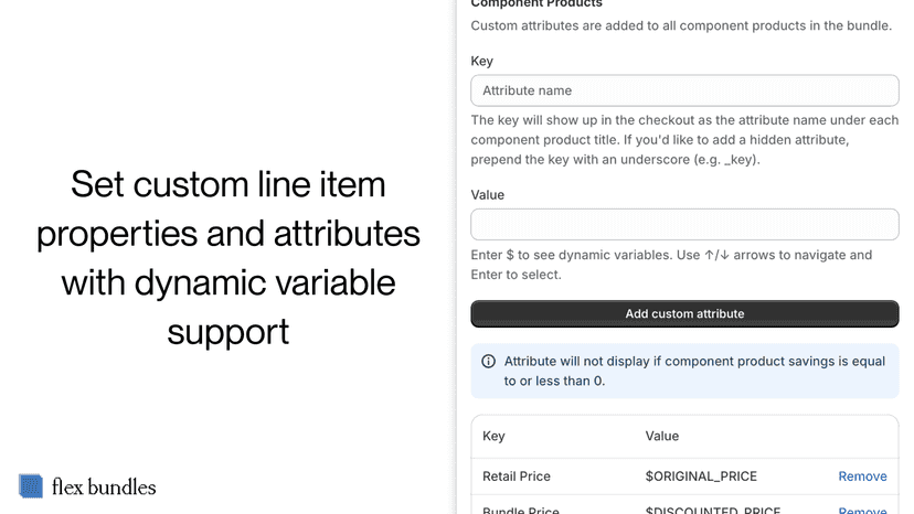Set custom line item properties and attributes