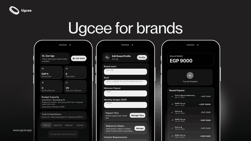 Ugcee brands screenshots