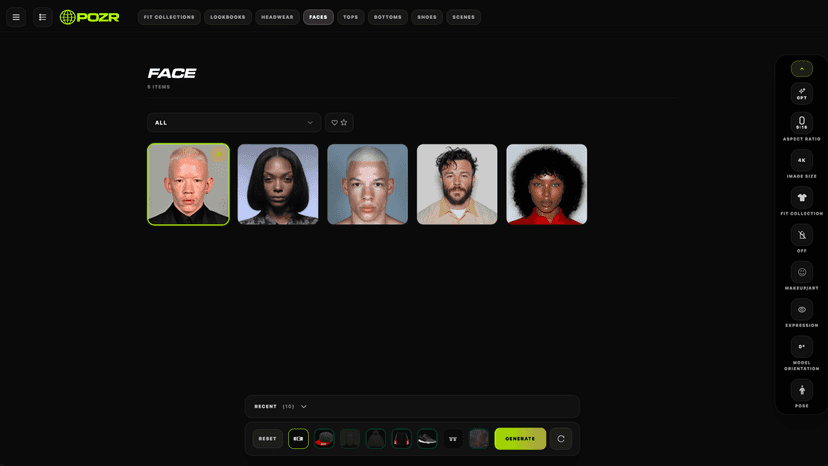 Model Face Selection