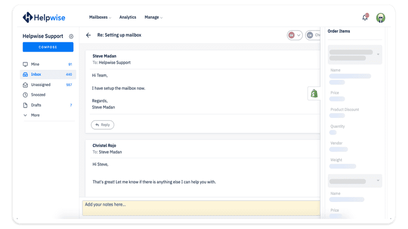 Track Order Items on Helpwise