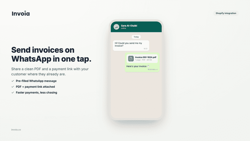 Send invoice PDFs to customers via WhatsApp