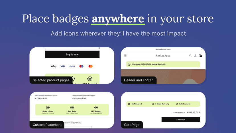 Place badges anywhere in your store