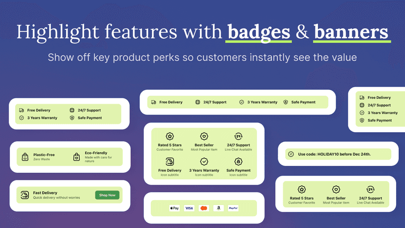 Highlight features with badges & banners