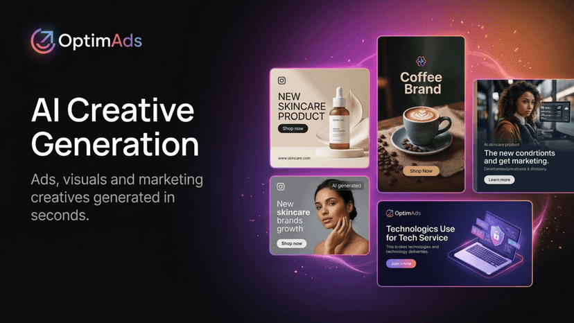 OptimAds AI-generated ad creatives for different products