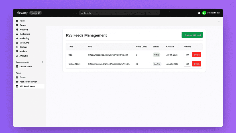Easy Admin Feed Management