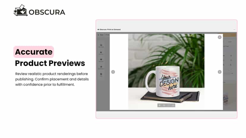 Obscura product preview before publishing