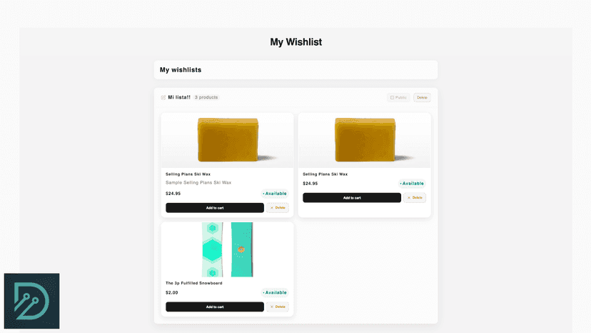 page wishlist