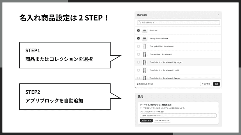 名入れ商品設定は 2 STEP!