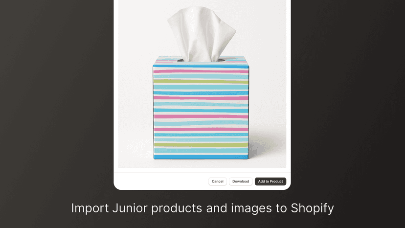 Example image with download and add to product buttons