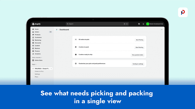 See what needs picking and packing at a glance