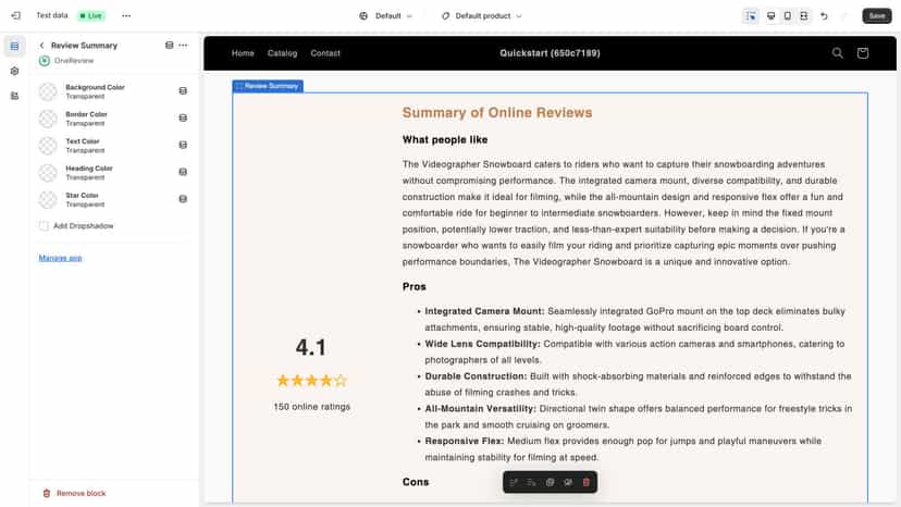 Adding the review summary section to your theme