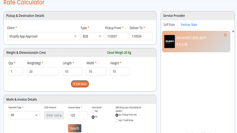 Shipping Rate Calculator