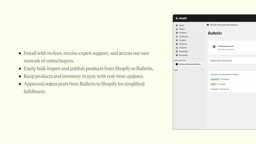 List of value propositions for Bulletin Wholesale Marketplace.