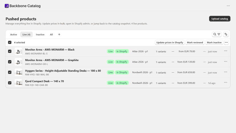 Update prices in seconds when suppliers send new lists