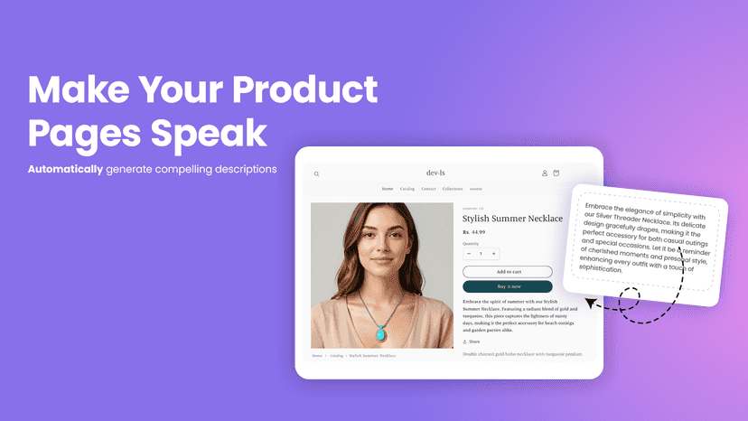 AI-generated story displayed on product page