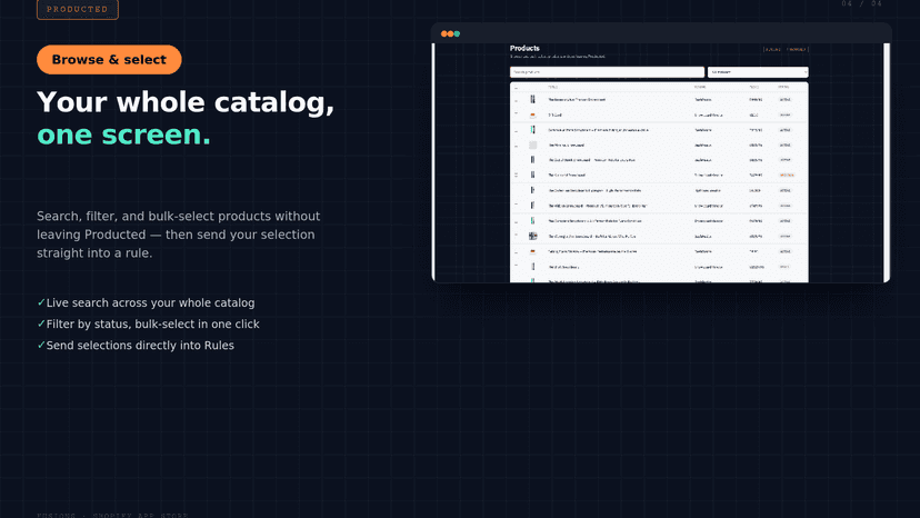 Select products and add them directly to the rules to edit
