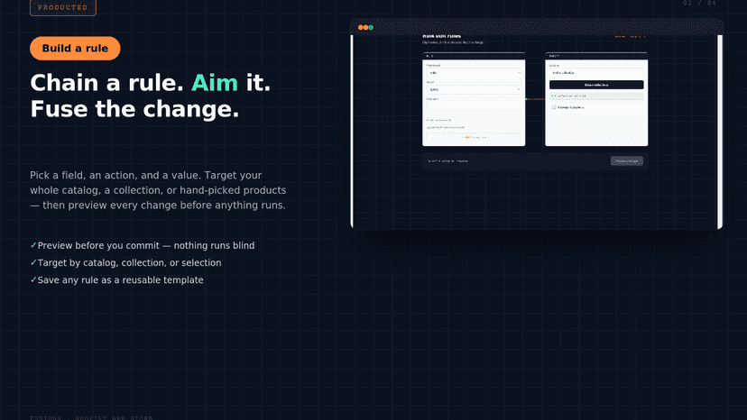 Preview, apply, and revert bulk product changes
