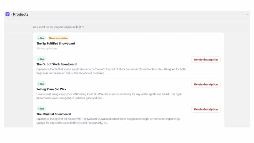 See which products still need descriptions at a glance