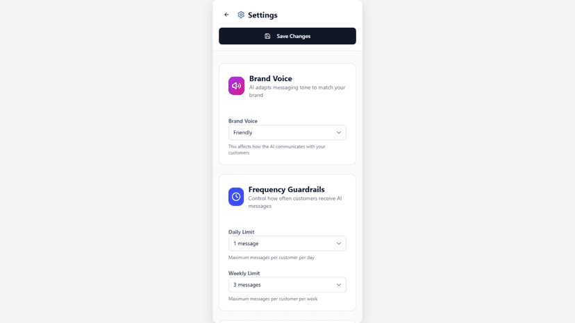 Dashboard metric section