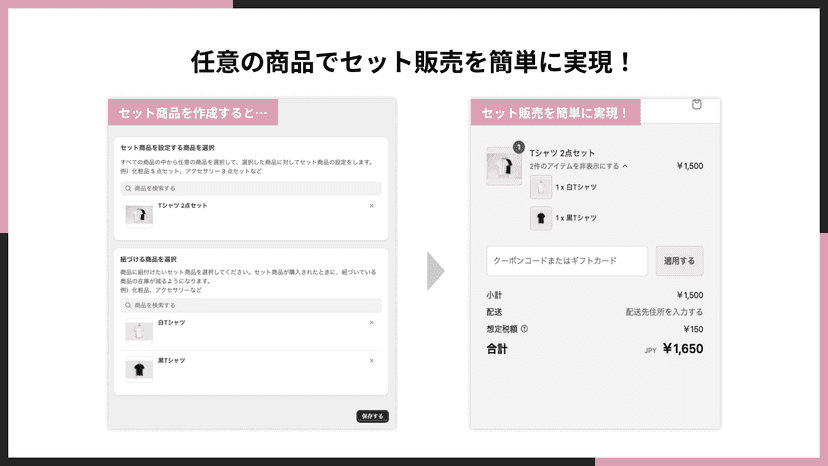 任意の商品でセット販売を簡単に実現!
