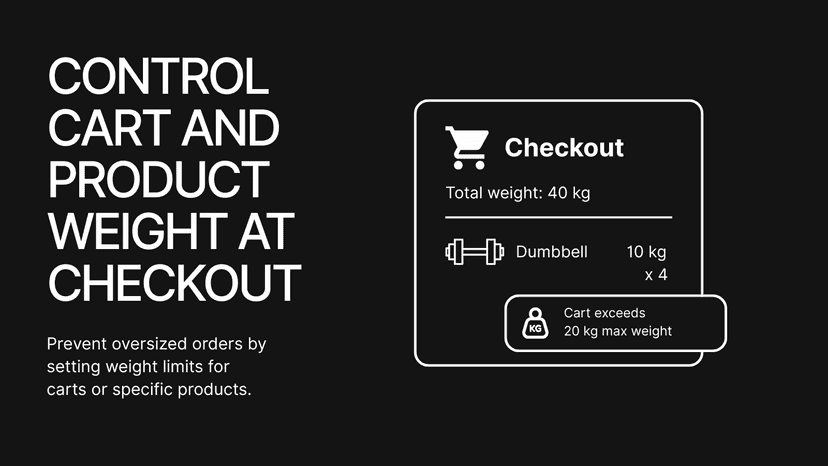 Control cart and product weight at checkout