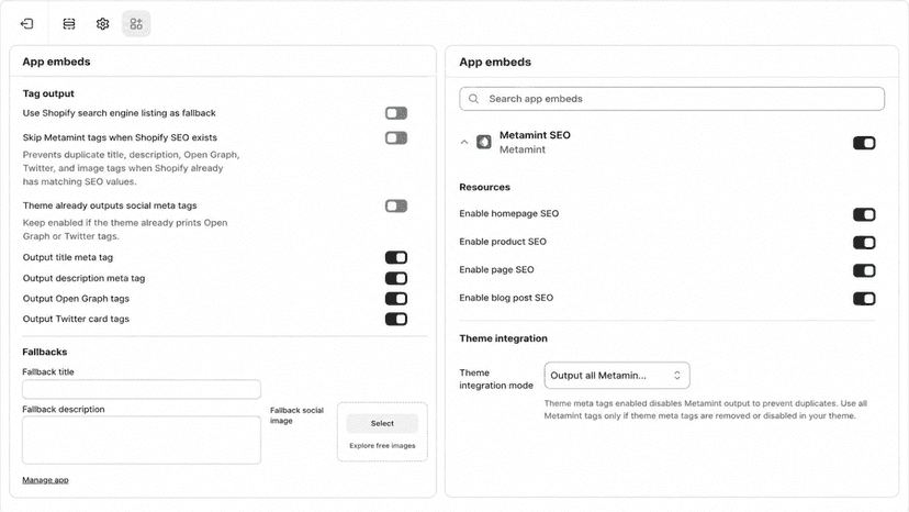 Metamint SEO App Embeds