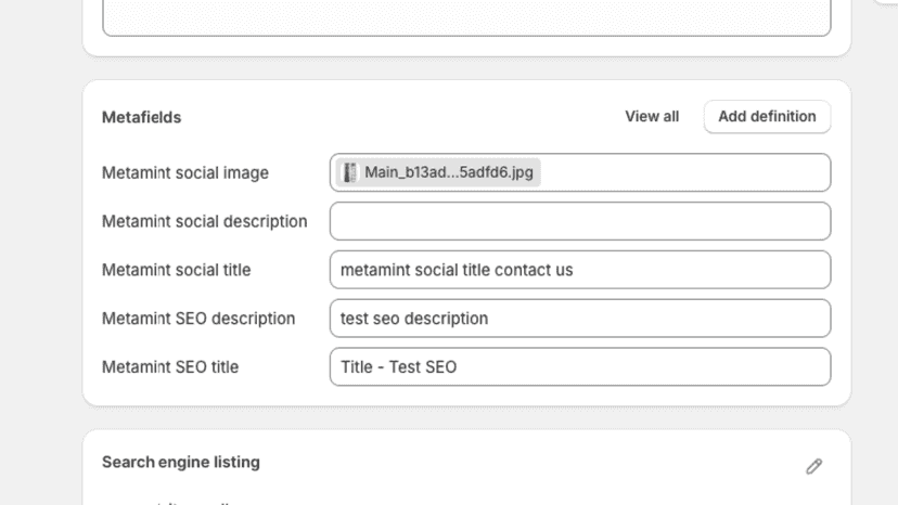 Metamint SEO metafields