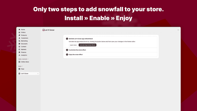 2 steps to add snow effect to the store