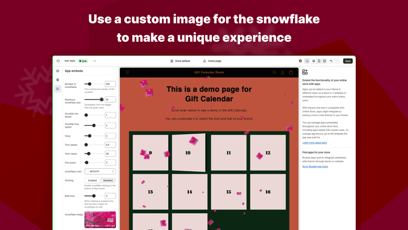 Custom image used as snowflake for unique experience