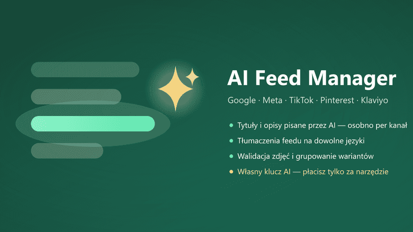 AI Feed Manager - feedy Google, Meta, TikTok z treściami AI