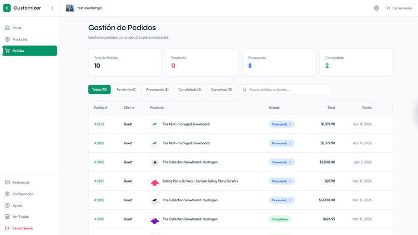 Order management with customer design previews and exports