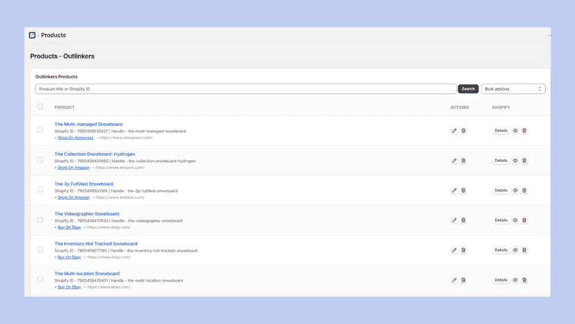 Outlinkers Product View