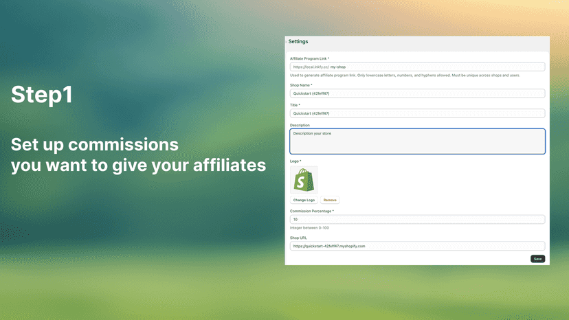 Set up commissions you want to give your affiliates