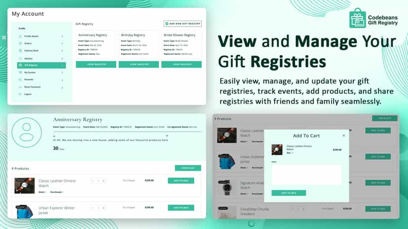 View and Manage Your Gift Registries
