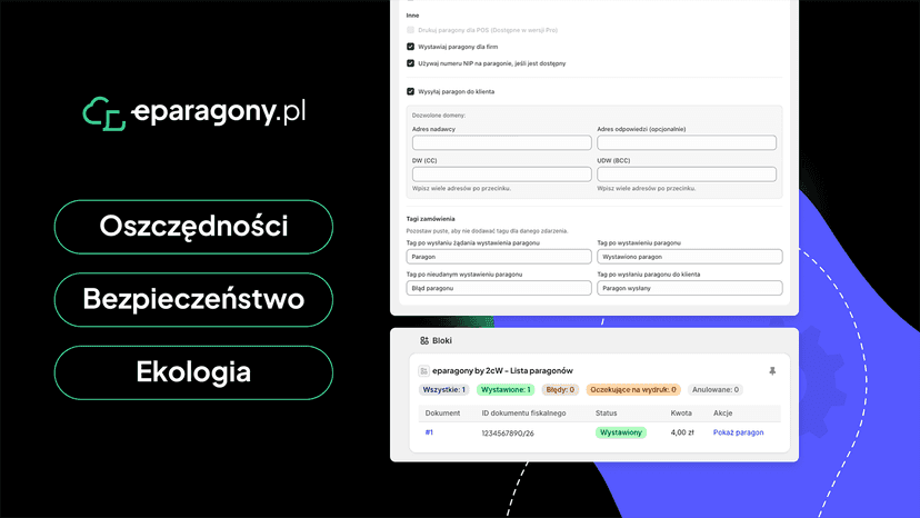 widok paragonów w zamówieniu