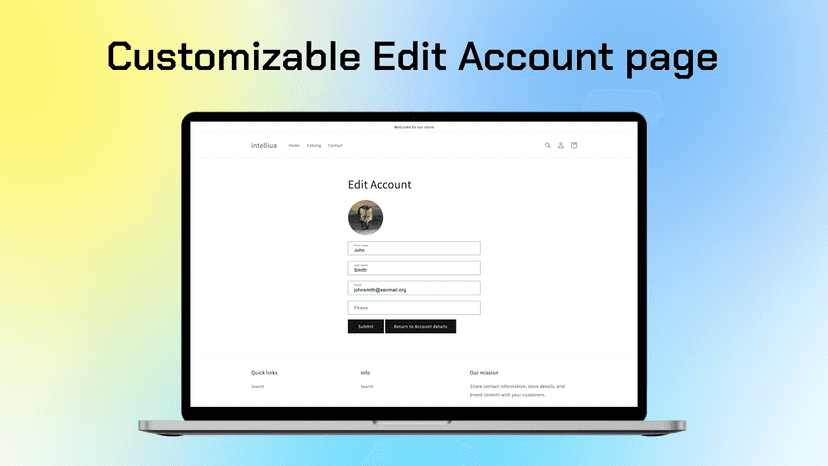 Customer Account Editor for Shopify – Profile Edit form