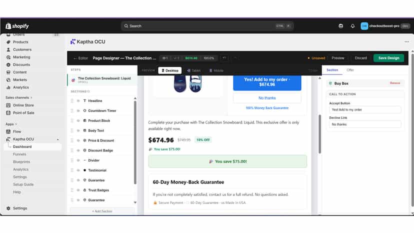 Post Purchase Upsell Page Builder