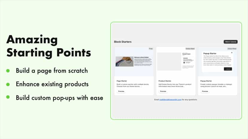 Start building with our amazing starting points