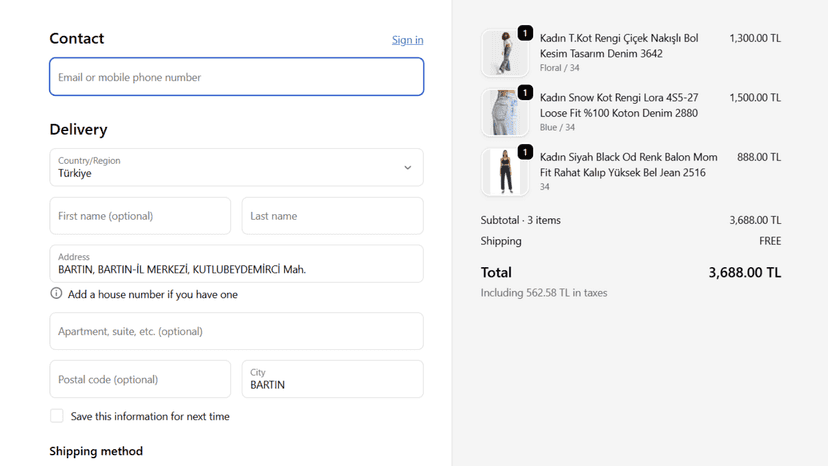 The appearance of the application on the payment page.
