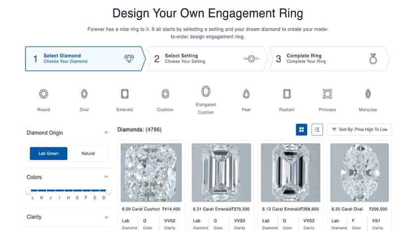diamond listing page