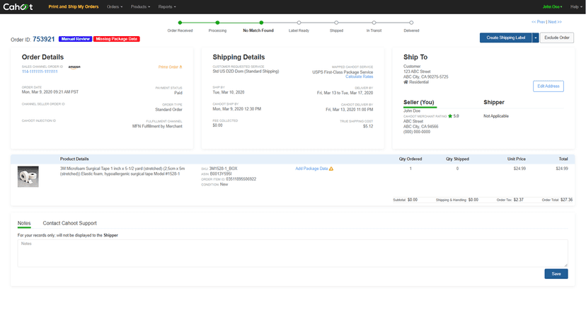 Cahoot Sales Order Screen