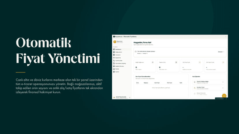 Kuyumcun dashboard for automatic price management
