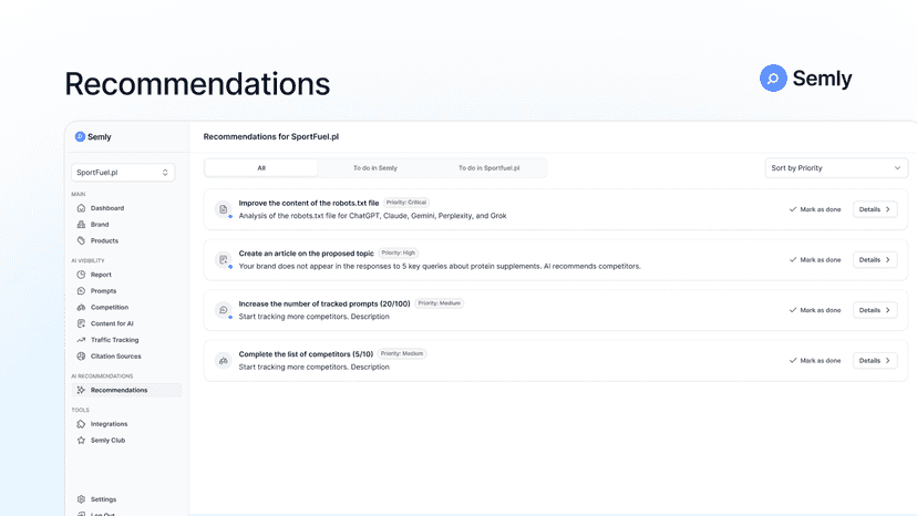 Actionable store optimization recommendations