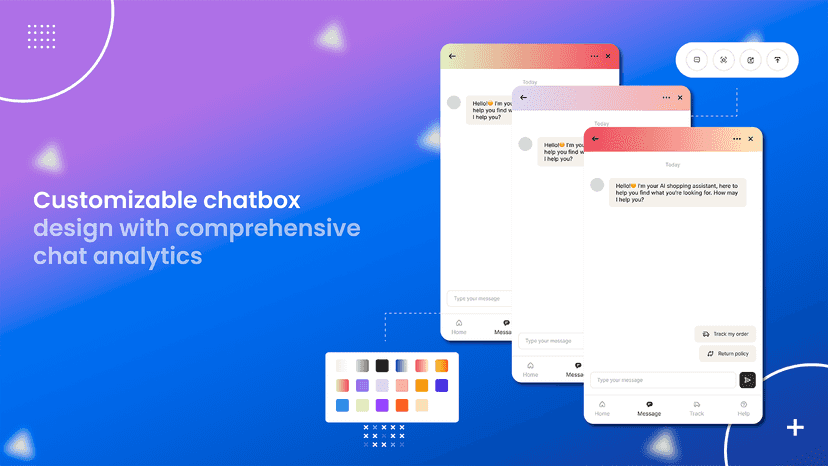 Customizable chatbox design with comprehensive chat analytics
