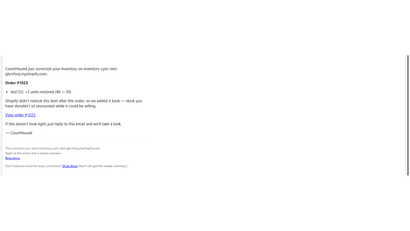 CountHound correction notification email