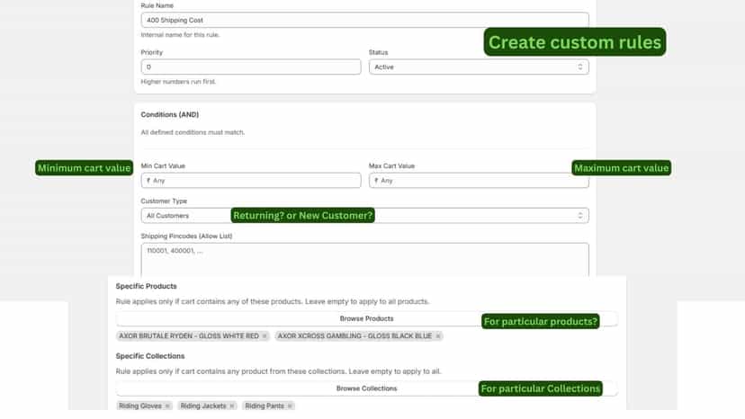 Min-Max - Value, Specific Products-Collections, old-new Customer