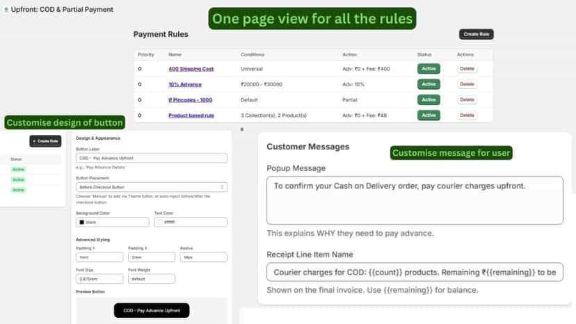 Customisable button, Custom rules