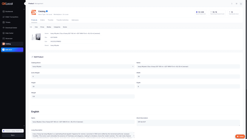 Product detail on the GxLocal.