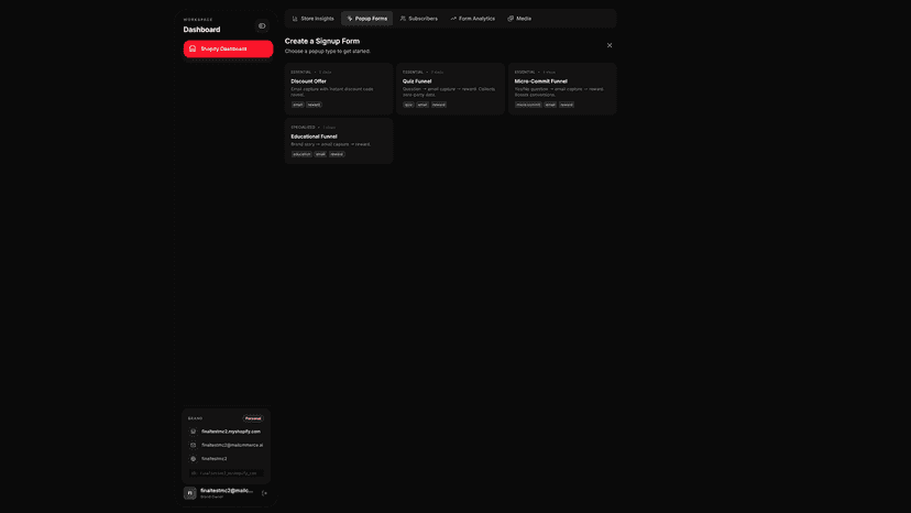Popup creation starting from templates