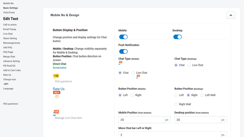 App dashboard